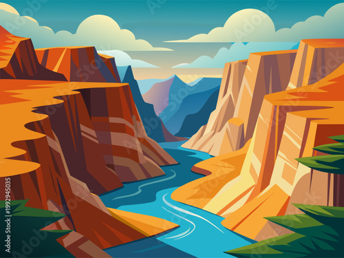 River winding through steep red rock canyon landscape