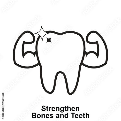 Принти на полотні Modern strengthen bones and teeth icon representing calcium support, dental care, and strong bone health in a clean minimal vector style ideal for healthcare and wellness-related designs