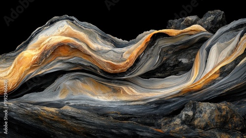 Abstract Organic Patterns Resembling Swirling Rock Strata with Earthy Tones and High Contrast