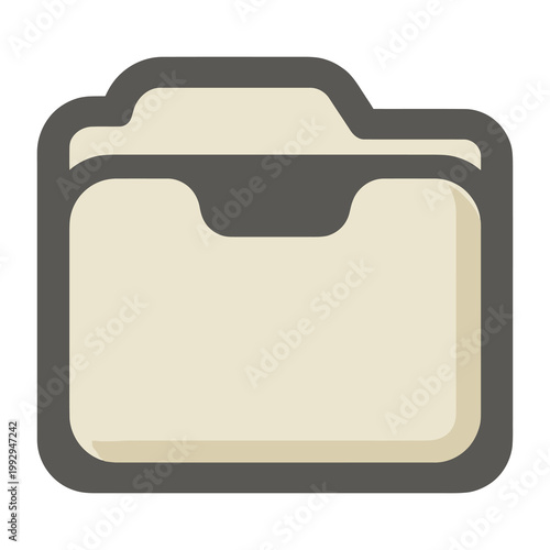 Minimal outline folder icon representing file organization, document storage, and clean user interface design elements.