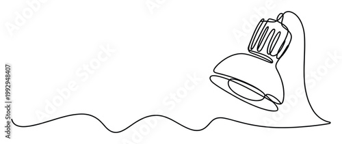 Minimalist continuous line drawing of a desk lamp with a wavy base perfect for modern graphic design projects