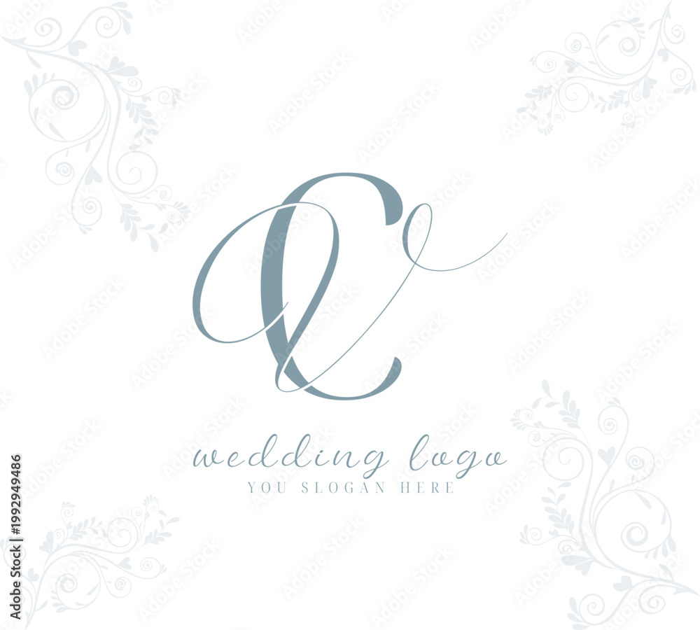 Obraz premium Initial VC CV monogram logo design vector 
