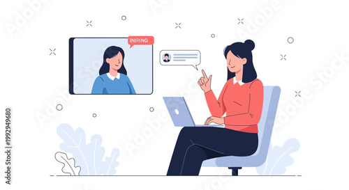 Woman on video call, online communication, remote work, business meeting, technology concept