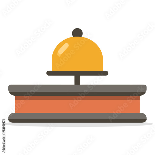 Classic service bell on hotel reception desk symbolizing customer assistance, concierge service, and hospitality industry support.