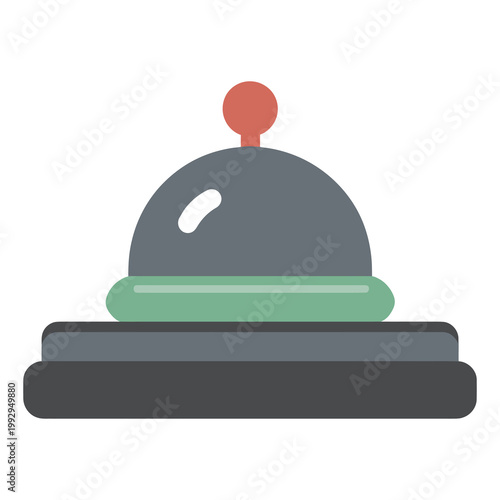 Simple service bell illustration representing hotel reception, customer service, and assistance request in minimal flat style.