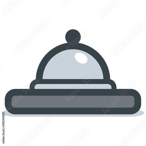 Flat design of reception bell symbolizing hotel service, guest assistance, and customer support in hospitality settings.