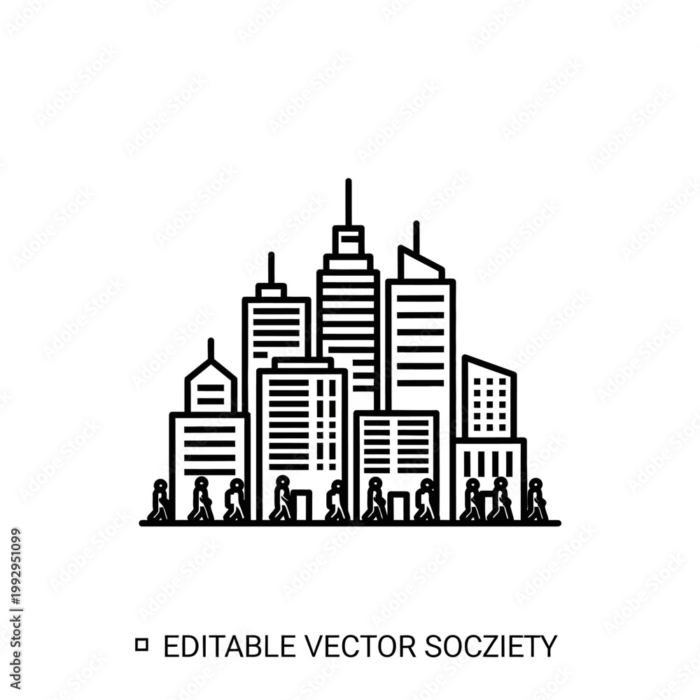 Obraz premium Cityscape with people walking downtown.