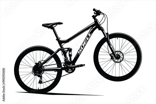 Mountain bike, black bicycle, vector bike, cycling illustration, sports equipment
