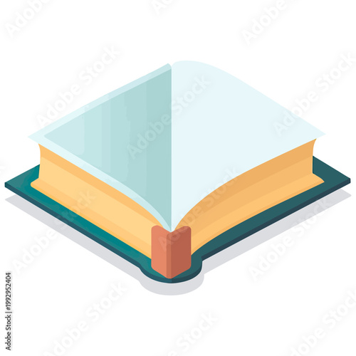 Illustration of an open book with visible bookmark and pages, representing reading habits, education and organized studying in a modern flat style.