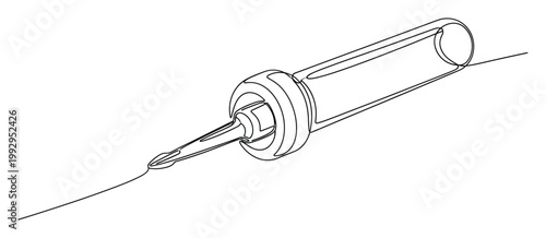 Continuous single line drawing of a sealant applicator for construction, repair, and home improvement visuals