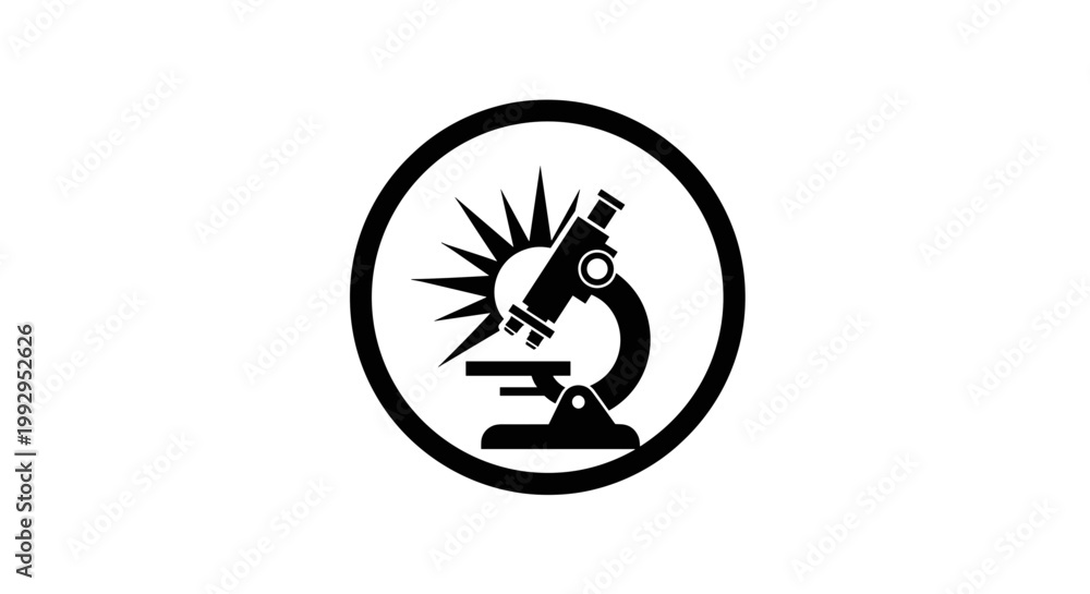 Naklejka premium Microscope Icon Black and White.