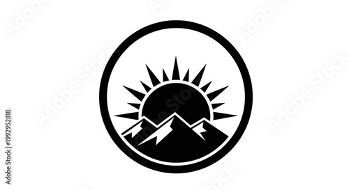 Mountain sunrise logo design.