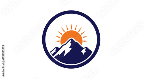 Mountain sunrise logo design element.