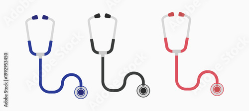 Stethoscope medical equipment icon isolated on white background. Minimalist stethoscope illustration for healthcare and medicine design.
