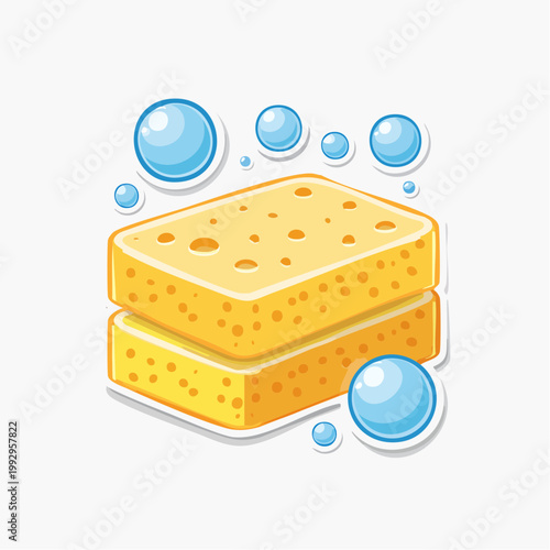 Two Yellow Sponges with Bubbles