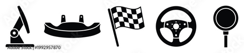 Racing sport equipment symbols for automotive events and speed related competition branding graphics