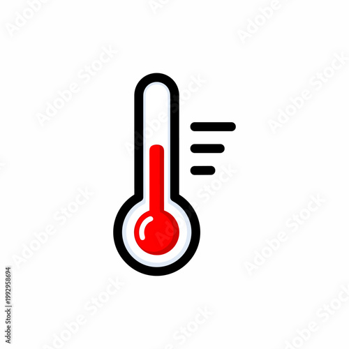 Heat wave thermometer icon with rising temperature.