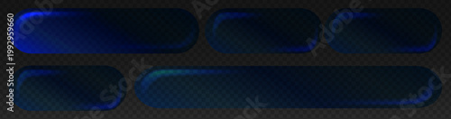 Sleek glassmorphism UI elements featuring frosted glass buttons, gradient frames, and translucent shapes for contemporary web and mobile interfaces. Vector illustration.