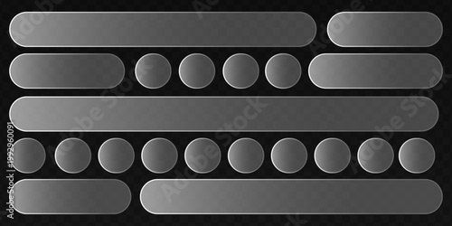 Modern glass morphism UI frame with transparent glossy elements and gradient effects for digital interfaces and mobile app design projects. Vector illustration.