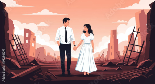 bride and groom on the beach