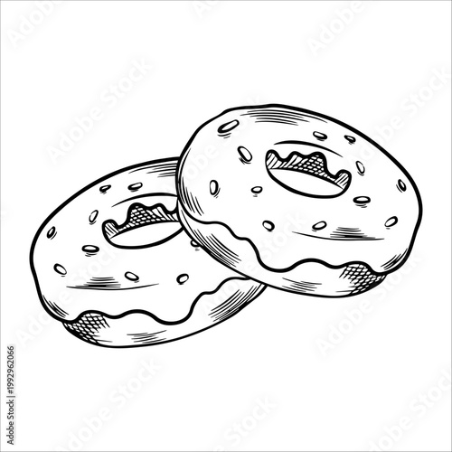 Composition with vector sweets, donut. Donut for menus, decor, elements