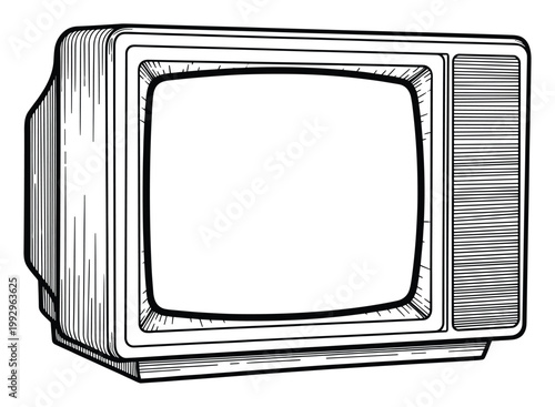 Old retro television receiver sketch portraying communication history perfect for technology or media concepts