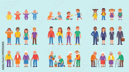 Diverse group of people illustrations.