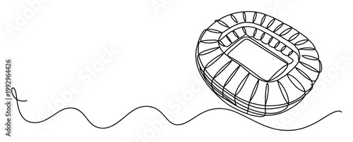 Minimalist single line artwork depicting a large sport arena perfect for advertising and event branding
