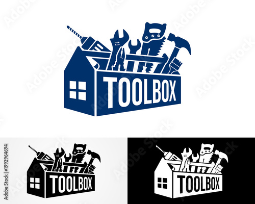 Toolbox Logo design vector template With Construction Tools, Handyman, Home Repair and Workshop Icon