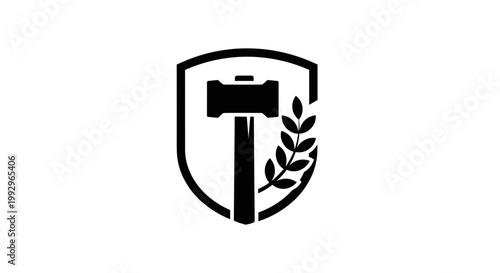 Shield with axe and laurel.