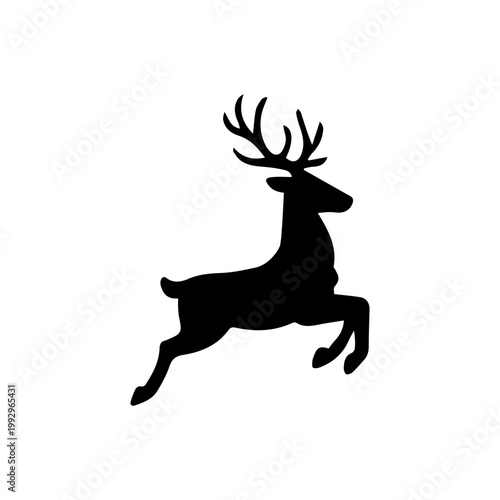Reindeer running, simple silhouette icon
