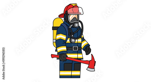 Toy firefighter figure in uniform with axe and helmet