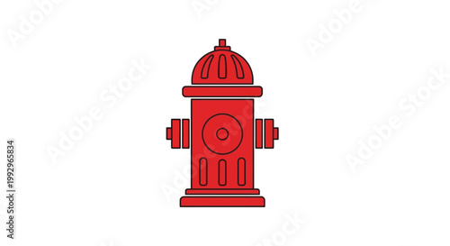 Red fire hydrant icon in flat vector style on white background