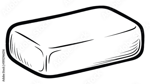 Simple bold outline drawing of a rectangular solid object with rounded edges useful for various graphic design projects and logos.