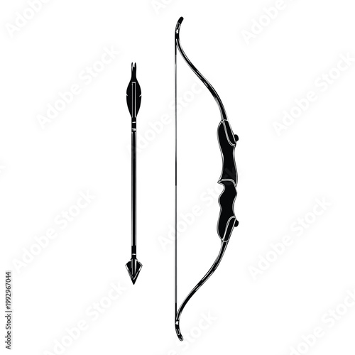 Bow and arrow silhouette set bundle vector illustration isolated on white.