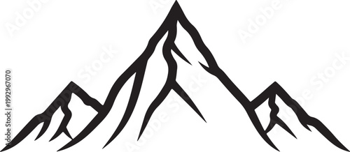 Mountain range, black silhouette, vector icon, landscape symbol