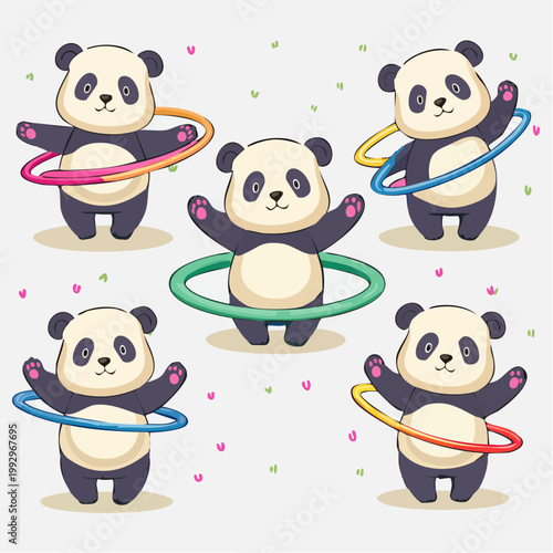 Cute Pandas Hula Hooping