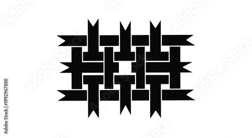 Konstfotografi An abstract black and white geometric design featuring interwoven rectangular an