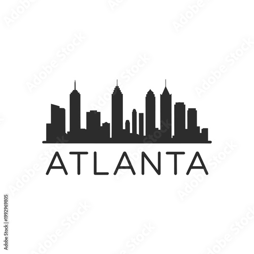 Photos Silhouette of atlanta skyline with the city name displayed below