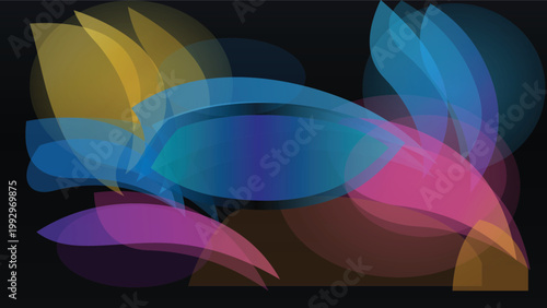 Vibrant abstract composition with colorful translucent shapes