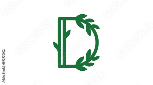 Green leafy letter D logo representing nature and growth with organic elements and a clean design aesthetic
