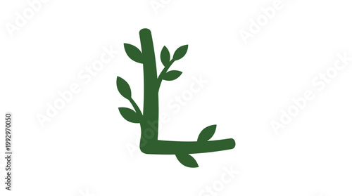 Green letter L formed by branches and leaves, symbolizing nature and growth