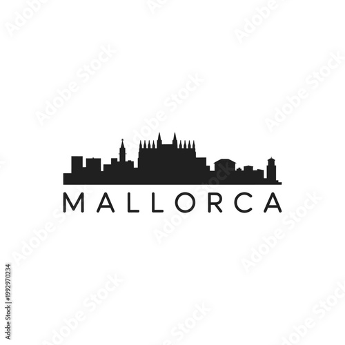 Silhouette of mallorca cityscape with the name prominently displayed below