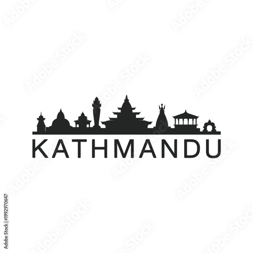 Kathmandu skyline illustration featuring iconic temples and pagodas