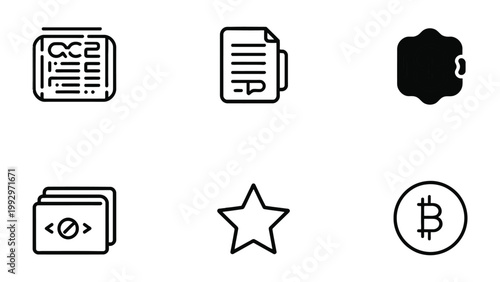 Minimalist Icon Set: A cohesive collection of simple, stylized icons, each with a unique visual language, creating a modern and adaptable design aesthetic.