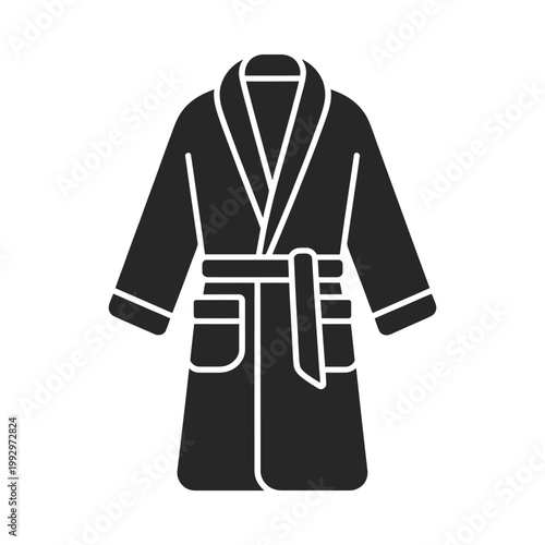 A black and white silhouette of a comfortable tied bathrobe