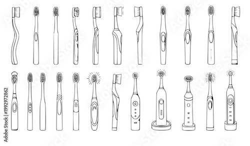 Toothbrush cartoon vector set dental hygiene brush illustration collection