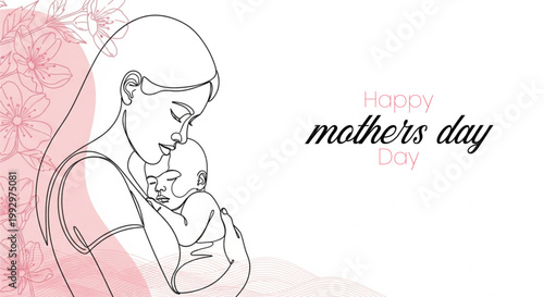 Mother's day illustration a tender moment of maternal love and care