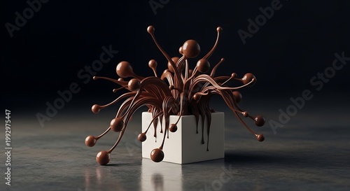 abstract conceptual background with dark chocolate and white cube. vector illustration with space for text