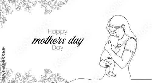 Happy mother's day illustration a tender moment of maternal love